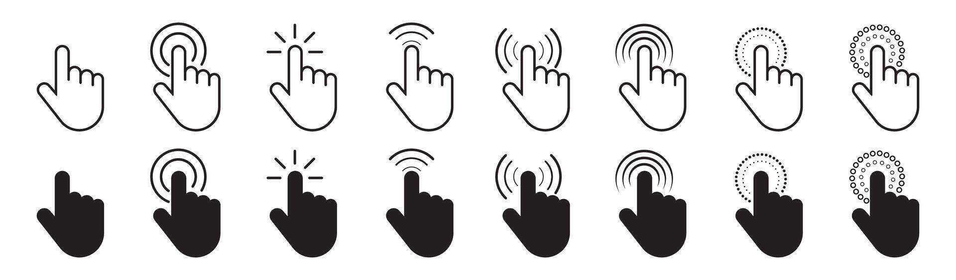 Set of flat cursor icons in hand forms vector