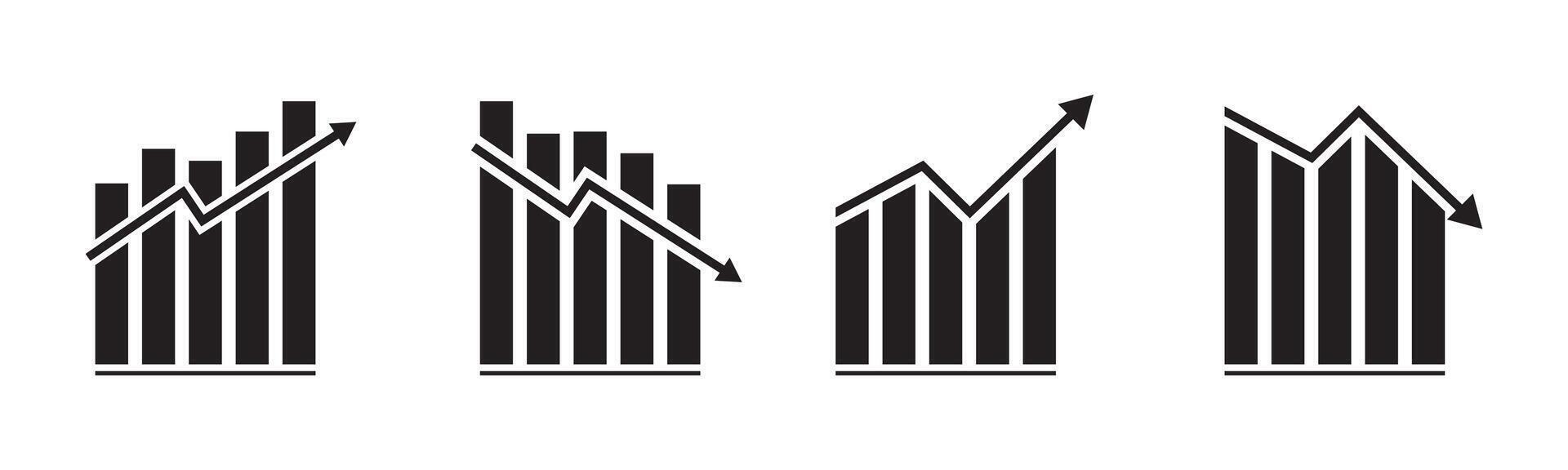 Set of growing bar graph icon illustration vector