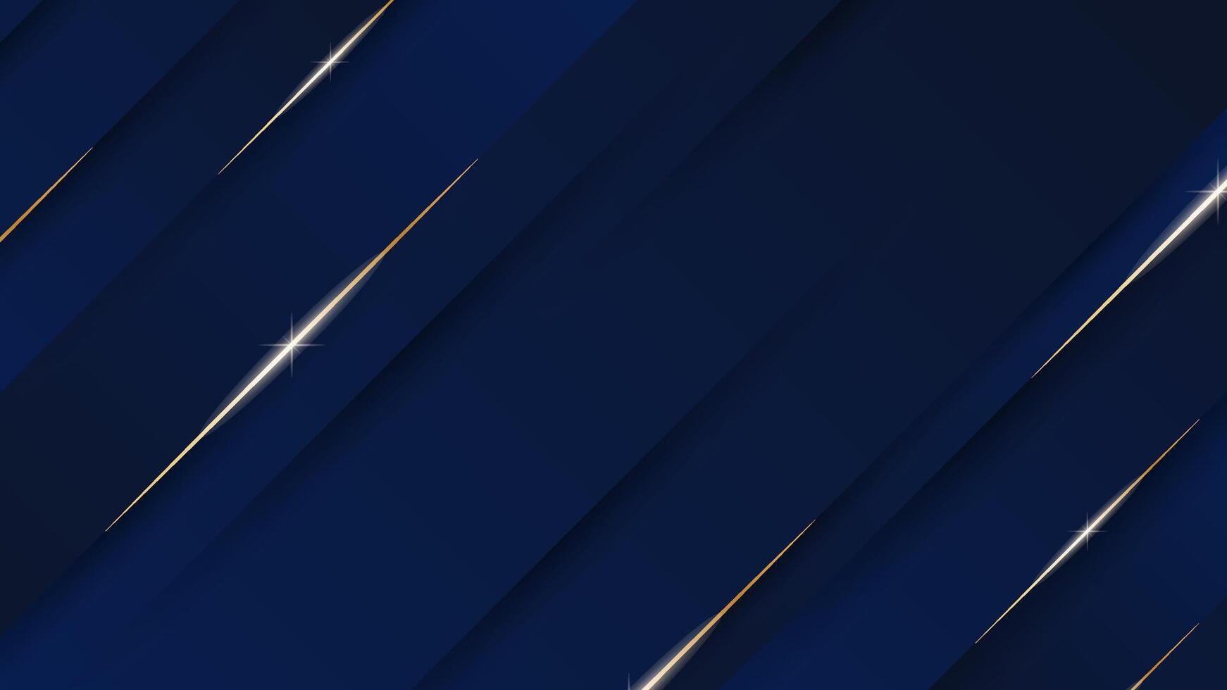 Elegant dark blue gradient background with gold line ornament vector