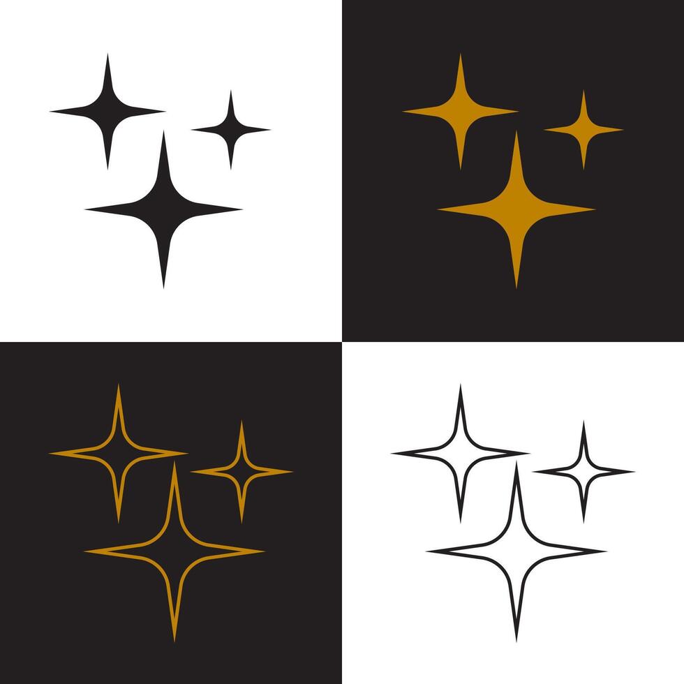 Collection of star icon illustrations in modern simple flat style vector