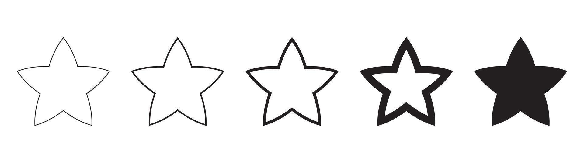 Collection of black star icon illustrations vector
