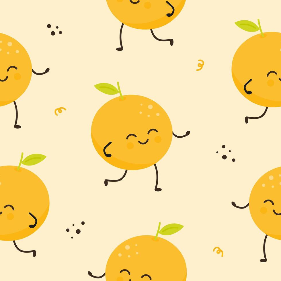 Funny orange characters seamless pattern vector