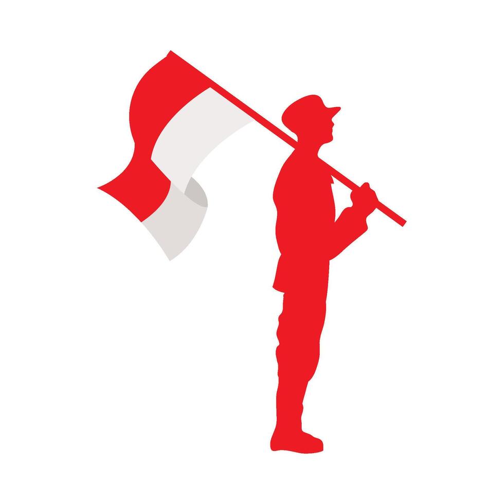 A man holding a flag on a white background vector