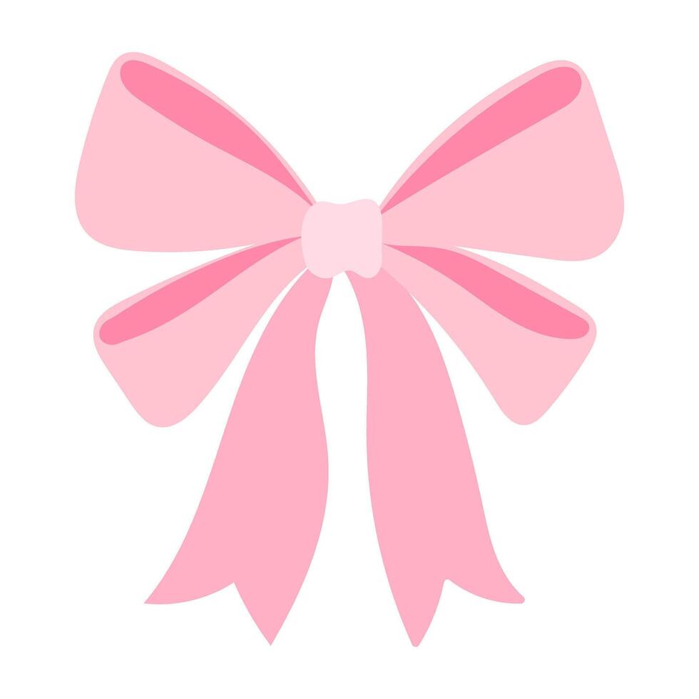A pink bow is drawn on a white background. The bow is drawn in a way that it looks like it is about to be tied vector