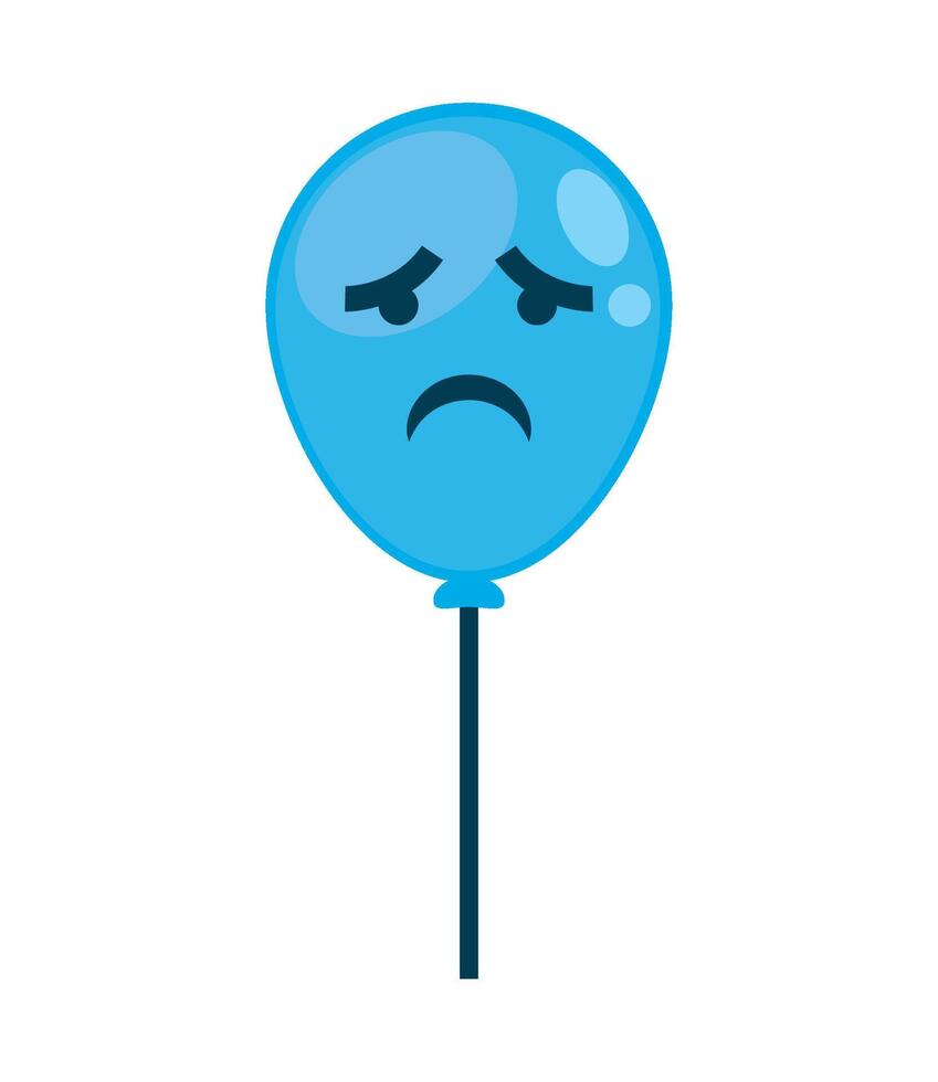 A blue balloon with a sad face on it vector