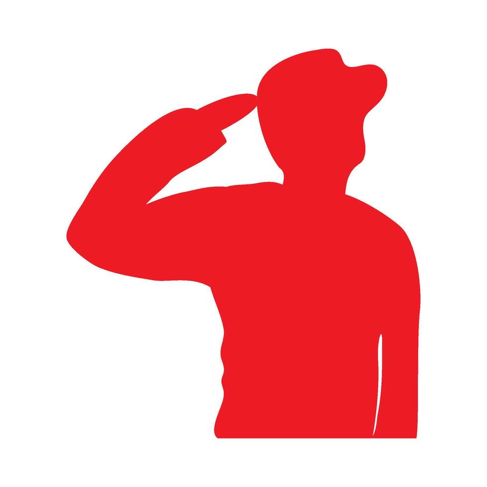 A silhouette of a man saluting his hand vector