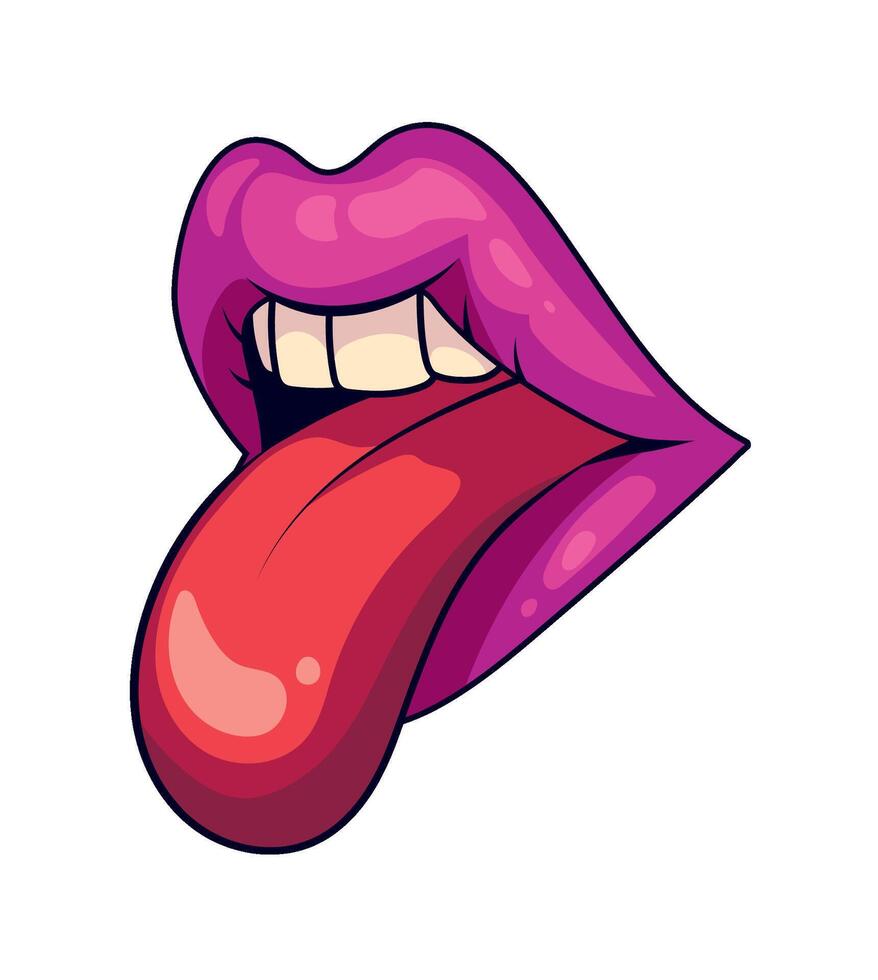 A cartoon tongue with a purple tongue vector