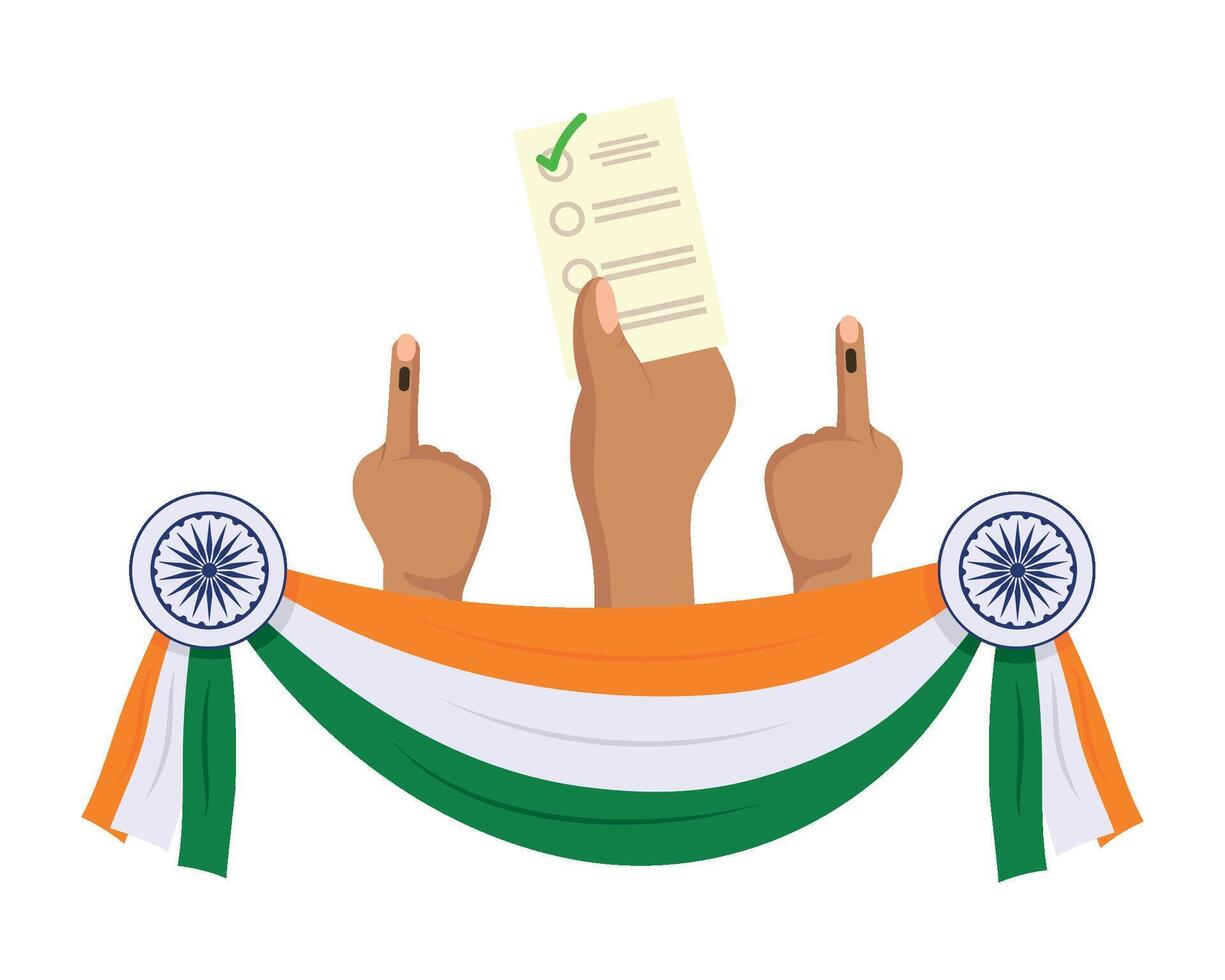 Indian election symbol with hands holding up a paper vector