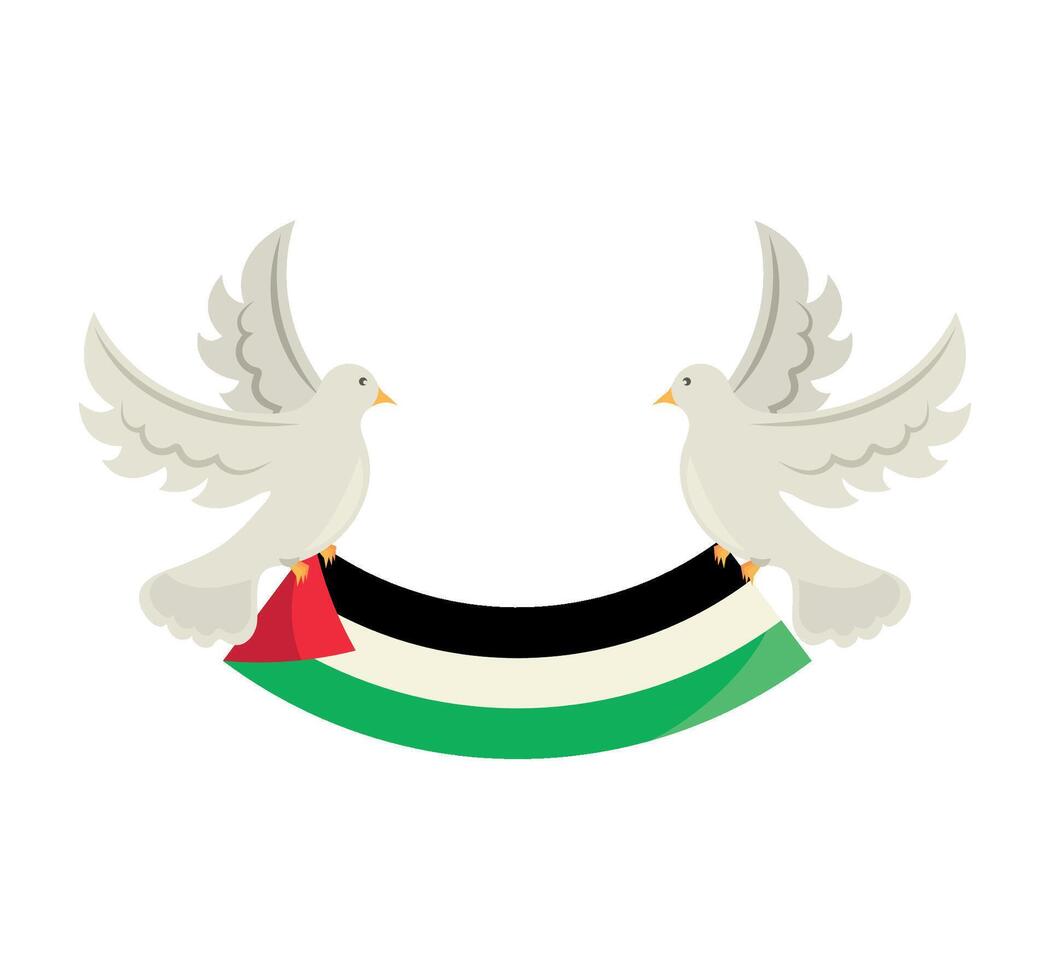 Two white doves with the flag of uae vector