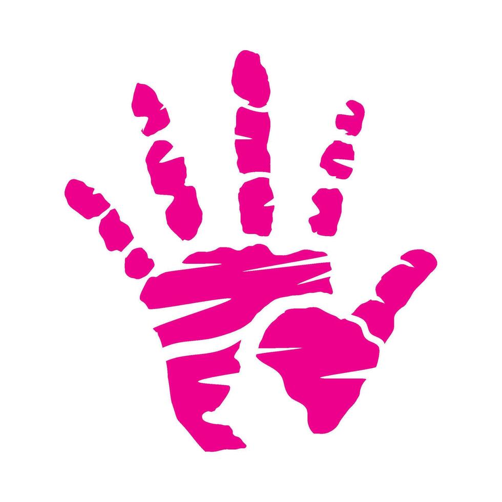 A pink handprint on a white background vector