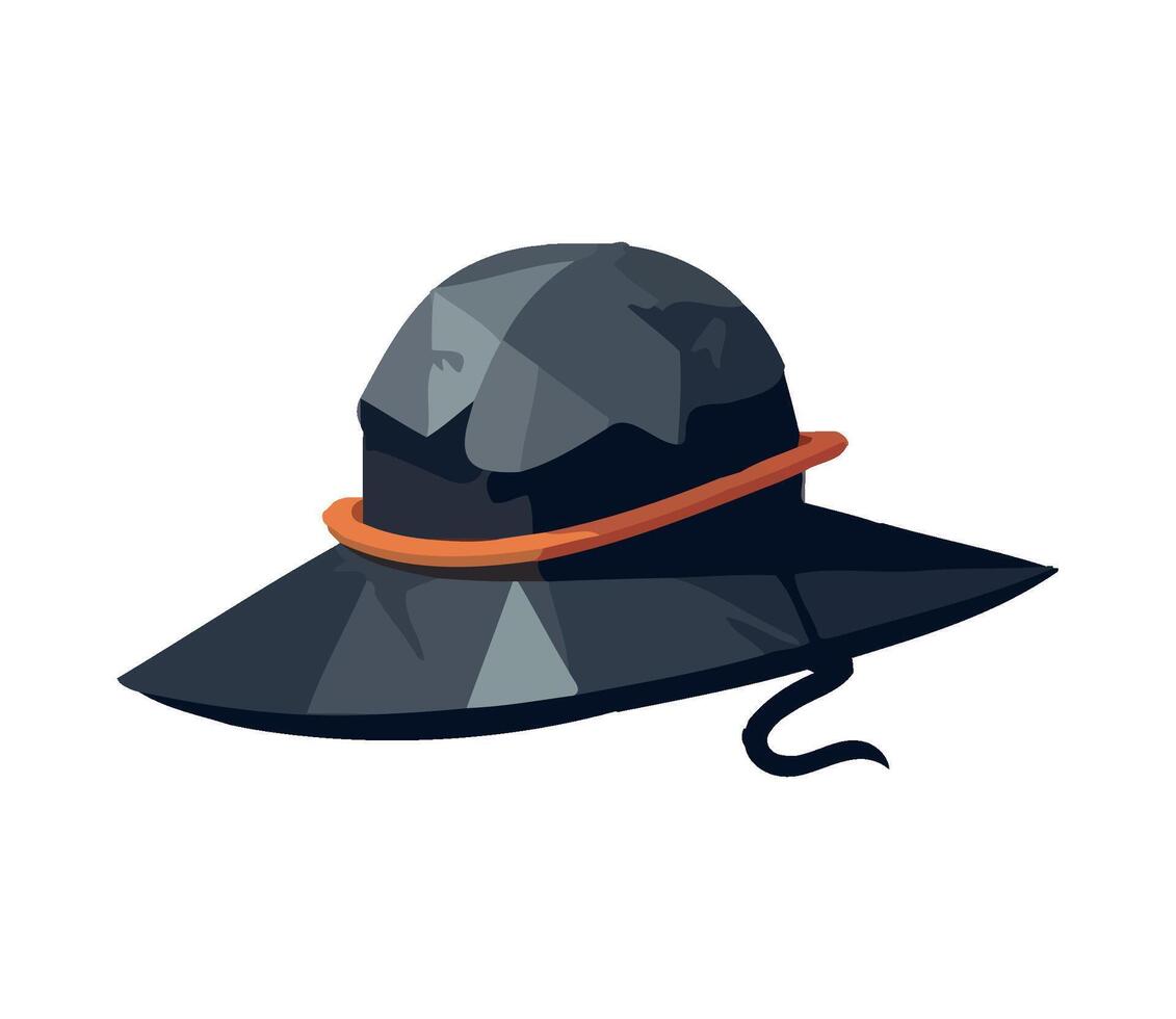 A hat with a black band and orange cord vector