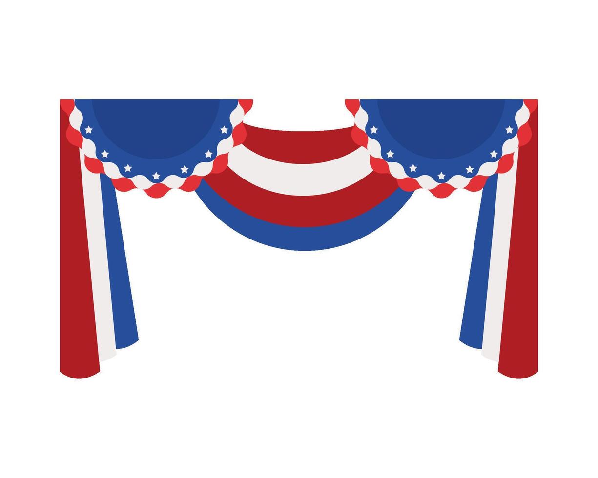 A patriotic curtain with red, white and blue stripes vector
