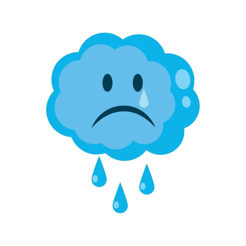 Sad cloud icon with sad face illustration vector