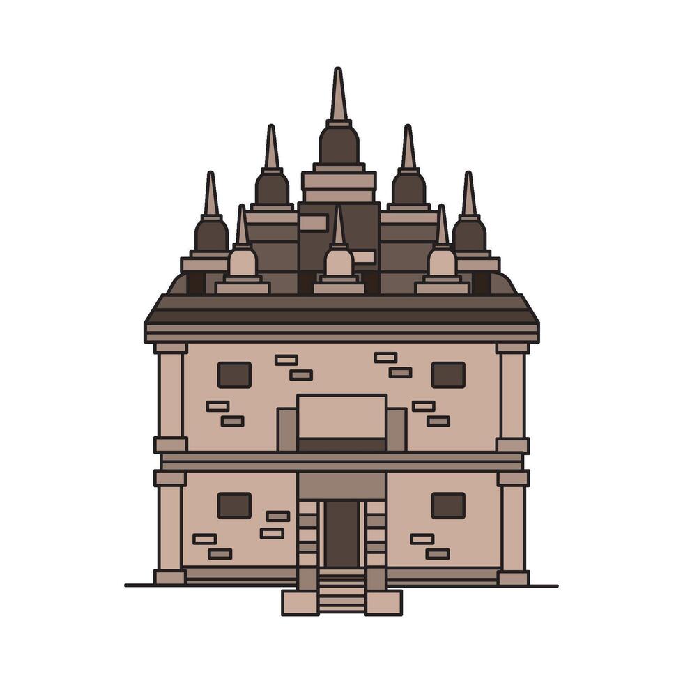 An illustration of a building with a tower vector