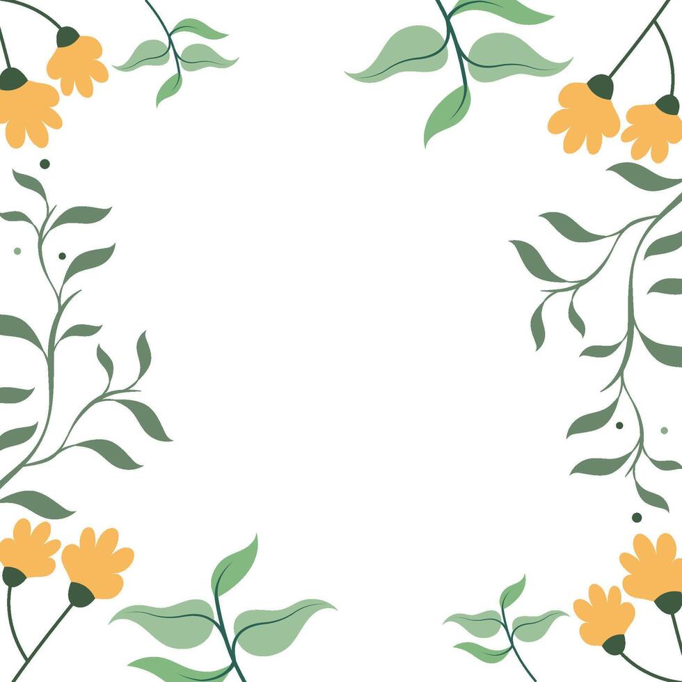 Floral frame with yellow and green leaves vector