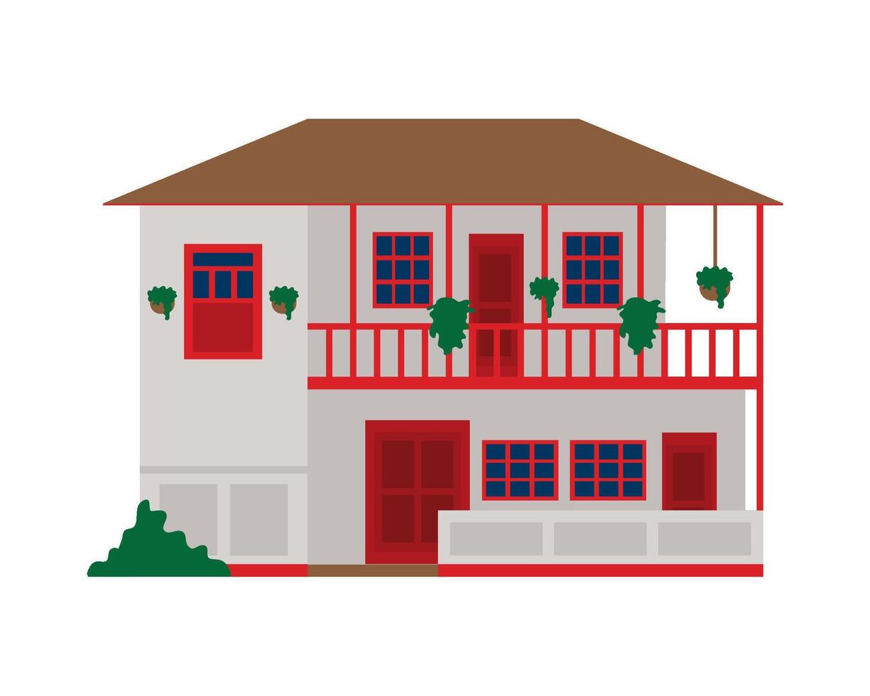 A house with a balcony and a balcony vector