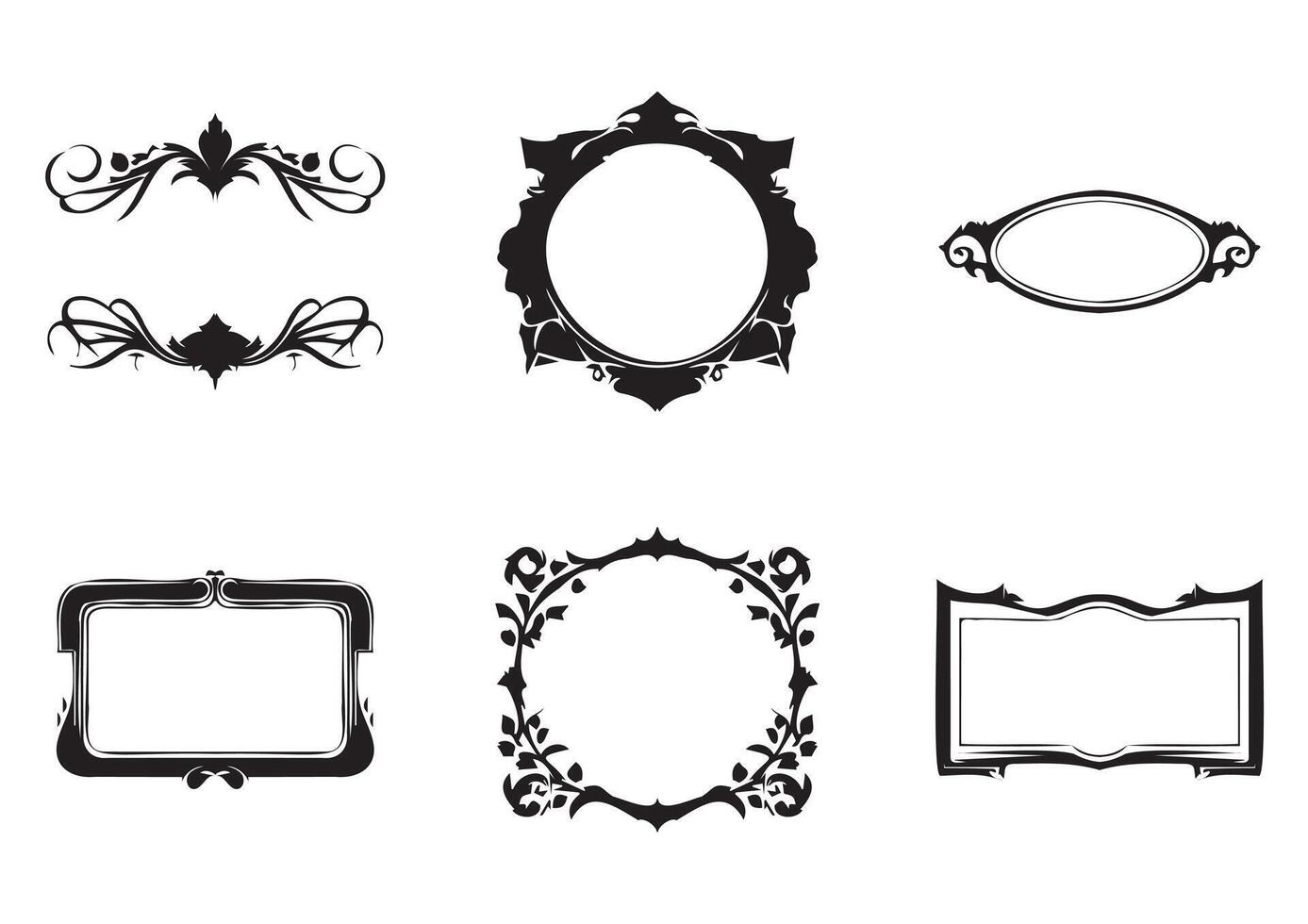 Vintage Frame Designs In Different Shapes As Ornate Collection Without Text vector