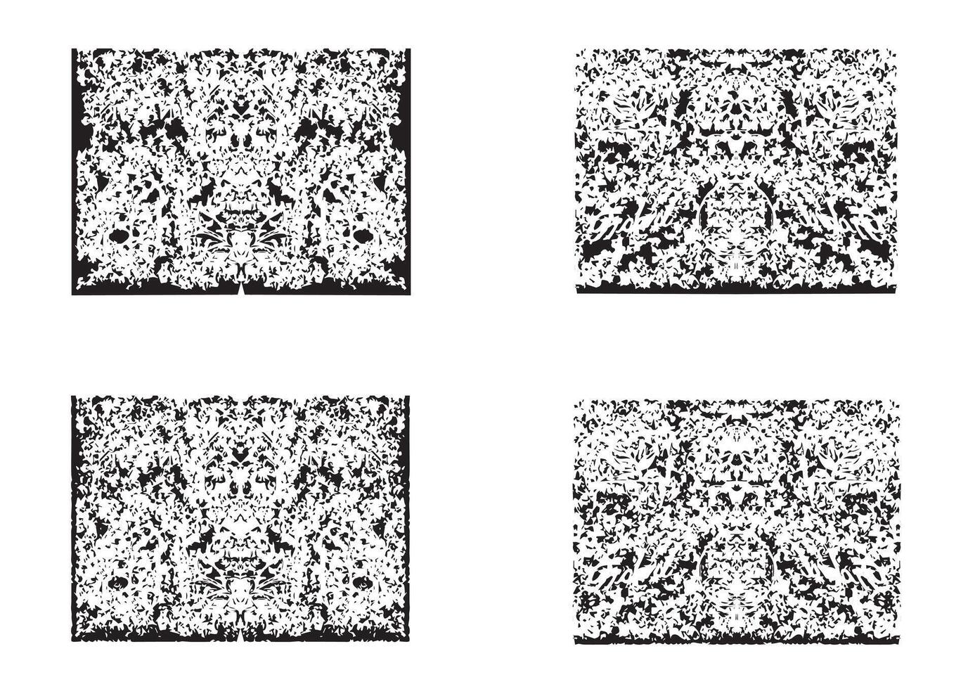 Four square patterns with black and white designs vector