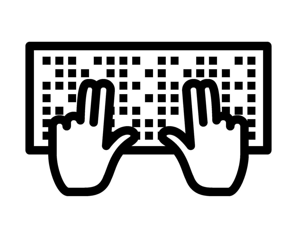A black and white image of two hands on a keyboard vector