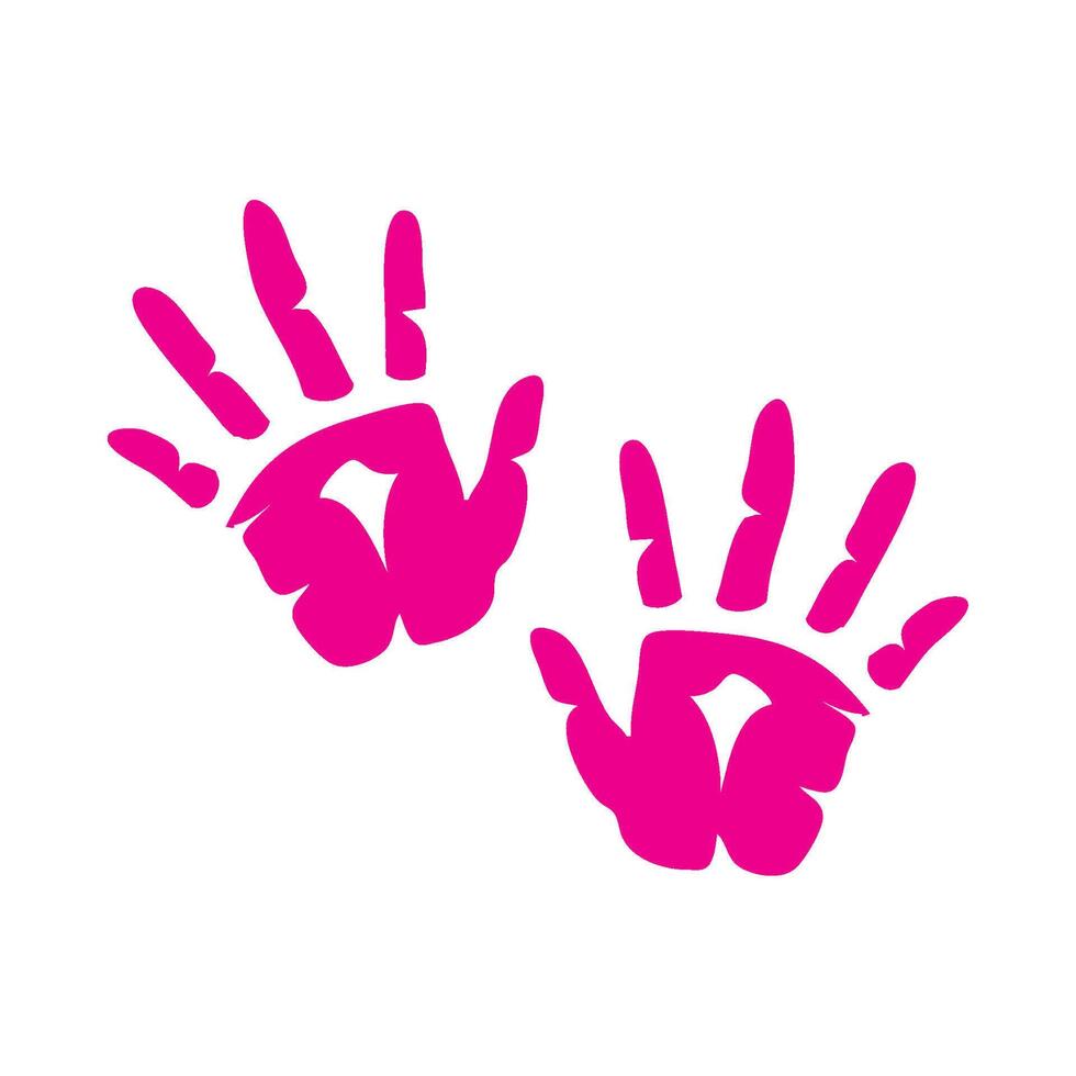Two pink hand prints on a white background vector