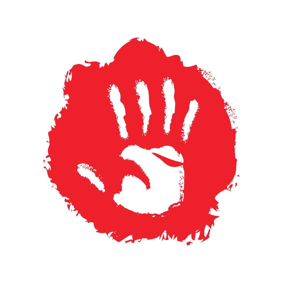 A red handprint on a white background vector