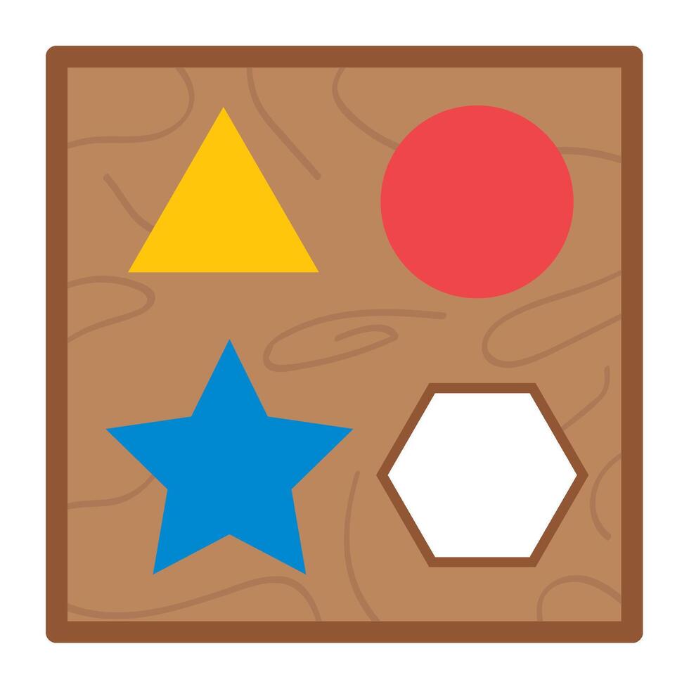 A wooden puzzle with shapes and stars vector