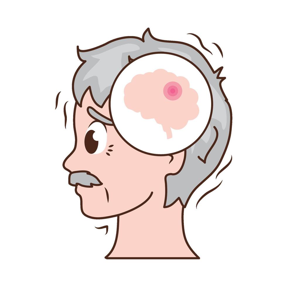 A man with a brain tumor on his head vector
