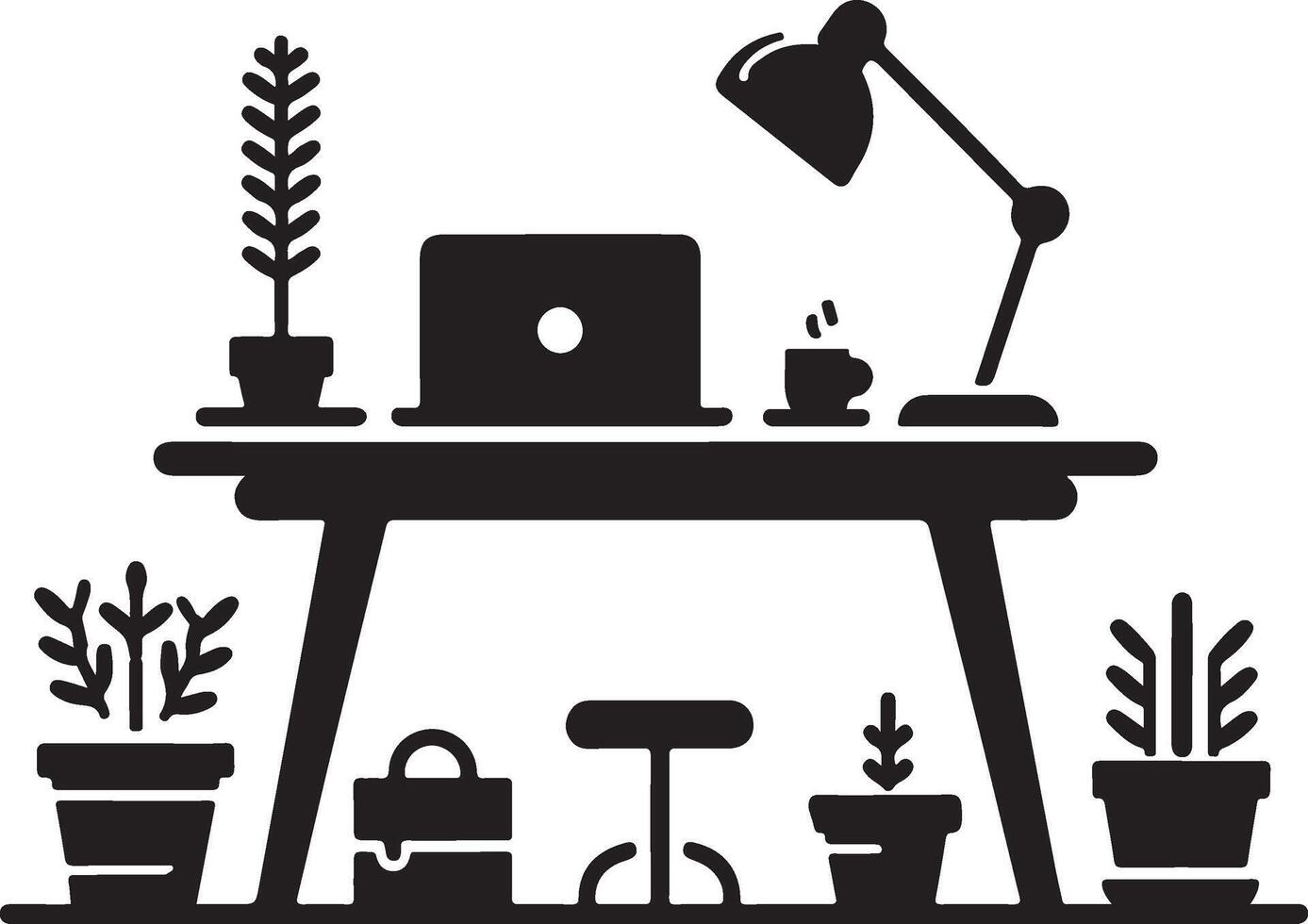 Elegant Table and Chair Silhouette Graphics vector