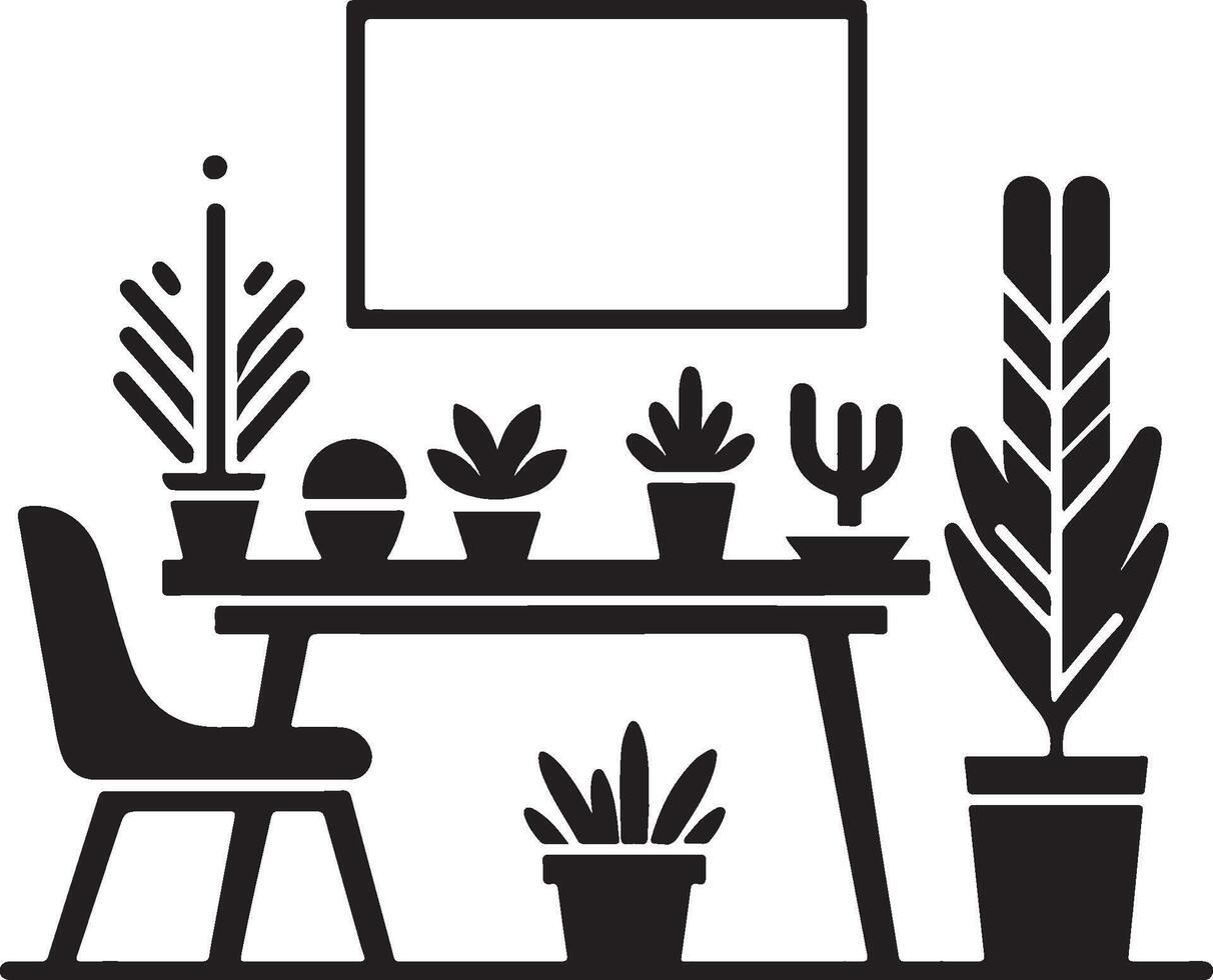Table and Chair Silhouette, Design vector