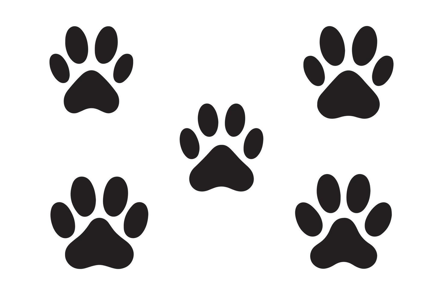 Isolated Paw Print Icon, Black Dog or Cat on Clear vector