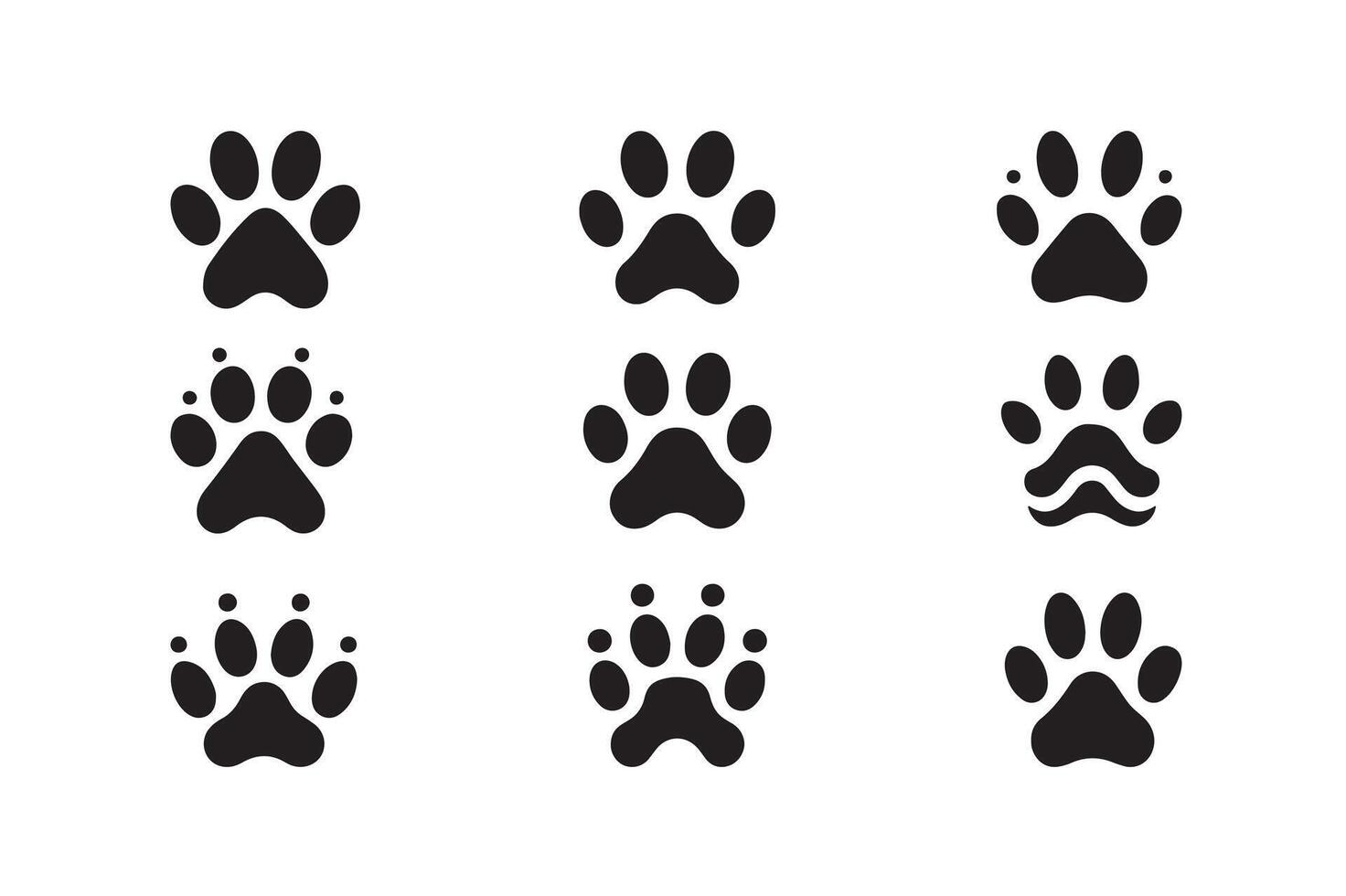 Minimalist Paw Print Icon, Black on Transparent vector