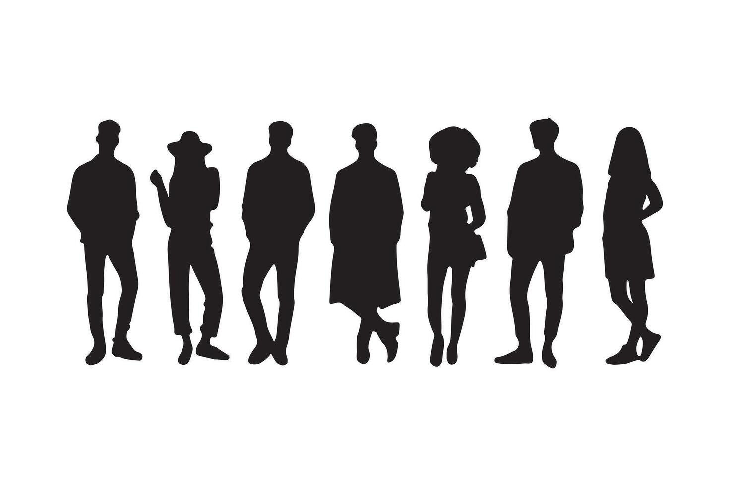 Silhouettes of Stylish Men and Women in vector
