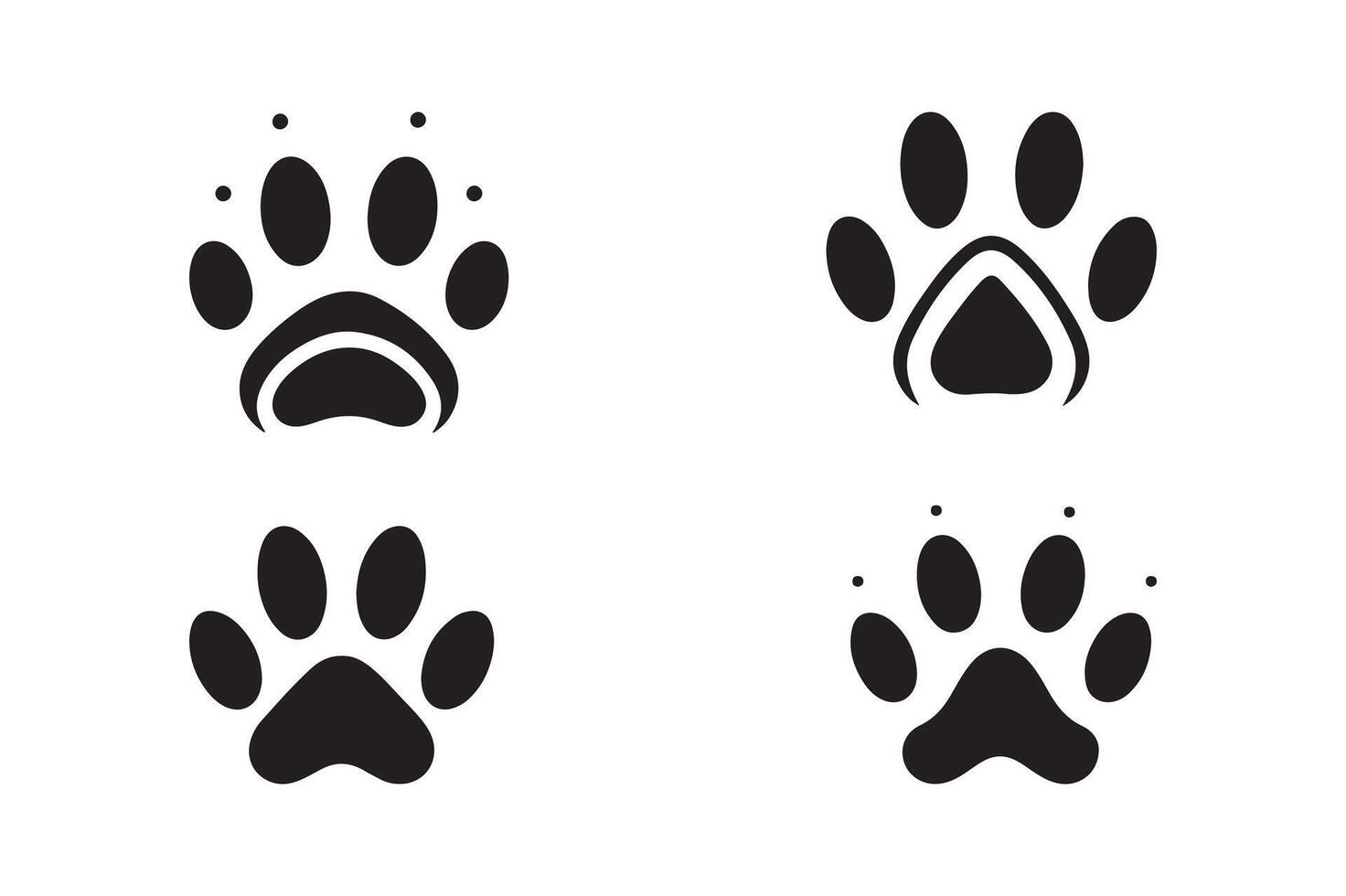 Black Dog or Cat Paw print icon isolated on a transparent background. Illustration vector