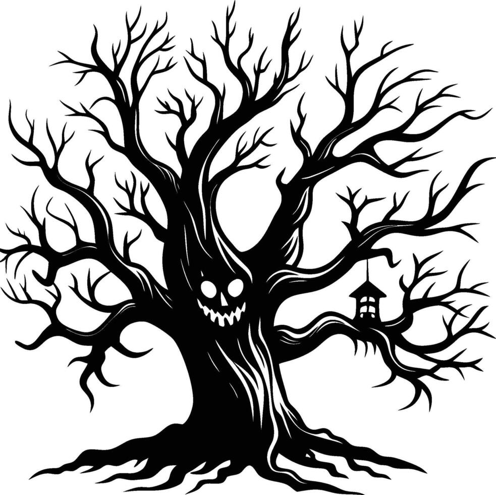 illustration of Halloween hunted house isolated on white background vector