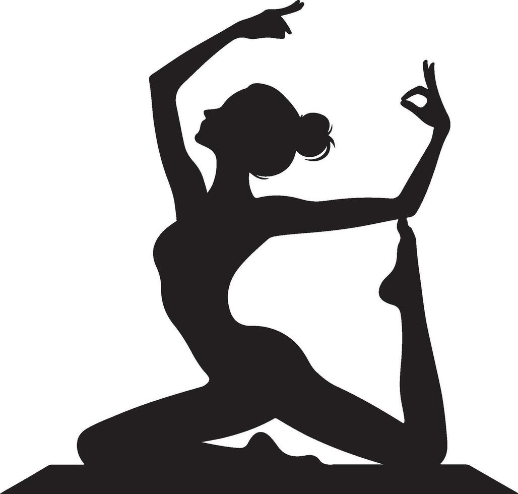 Yoga Silhouettes, Woman in Various Poses on White vector