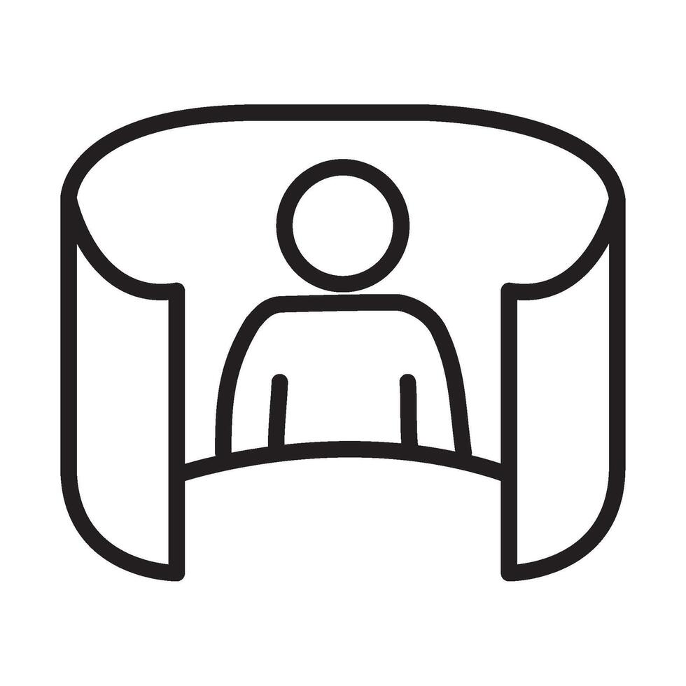 A black and white line drawing of a person sitting in a chair vector