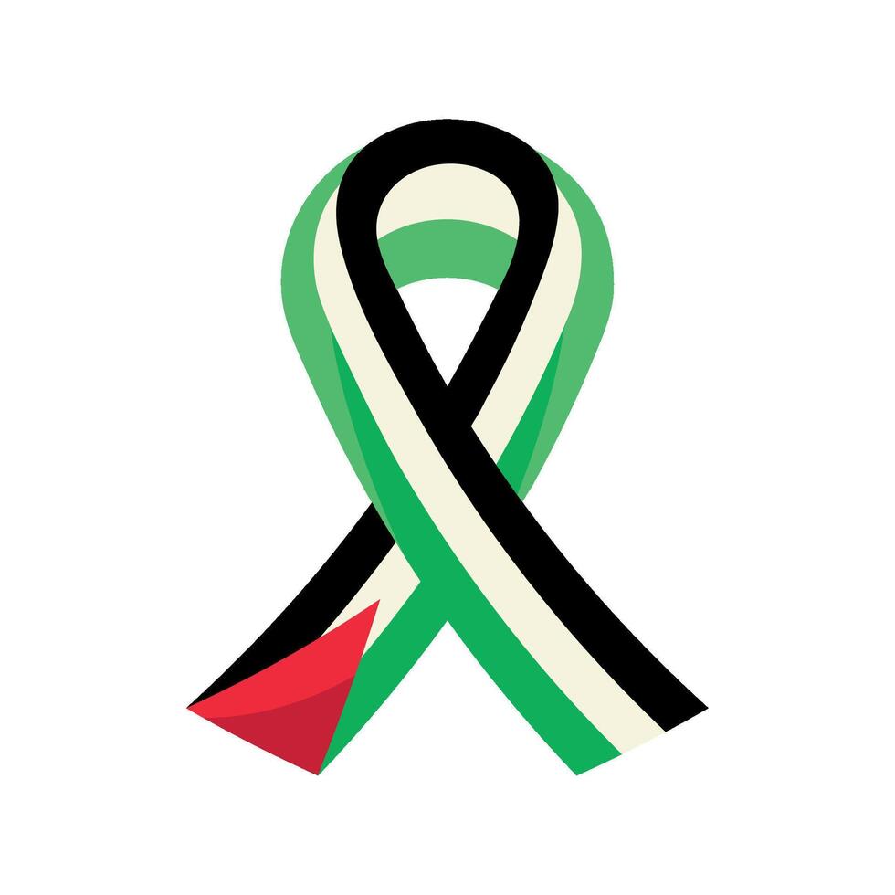 A green, black and white ribbon with the word palestine vector