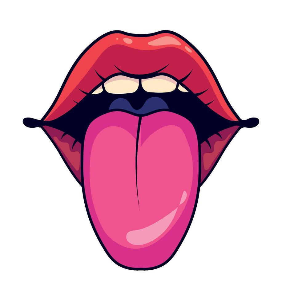 A cartoon tongue with a pink tongue sticking out vector