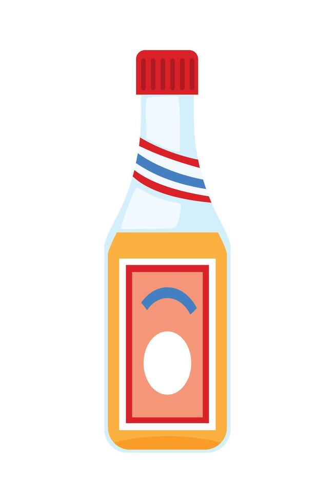A bottle of ketchup with a red stripe on it vector