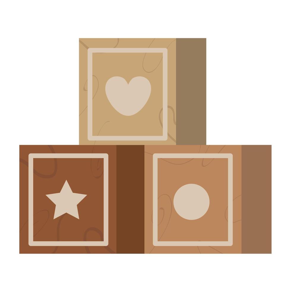 Wooden blocks with hearts and stars vector