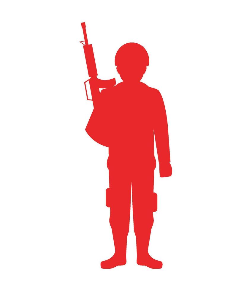 A silhouette of a soldier holding a rifle vector