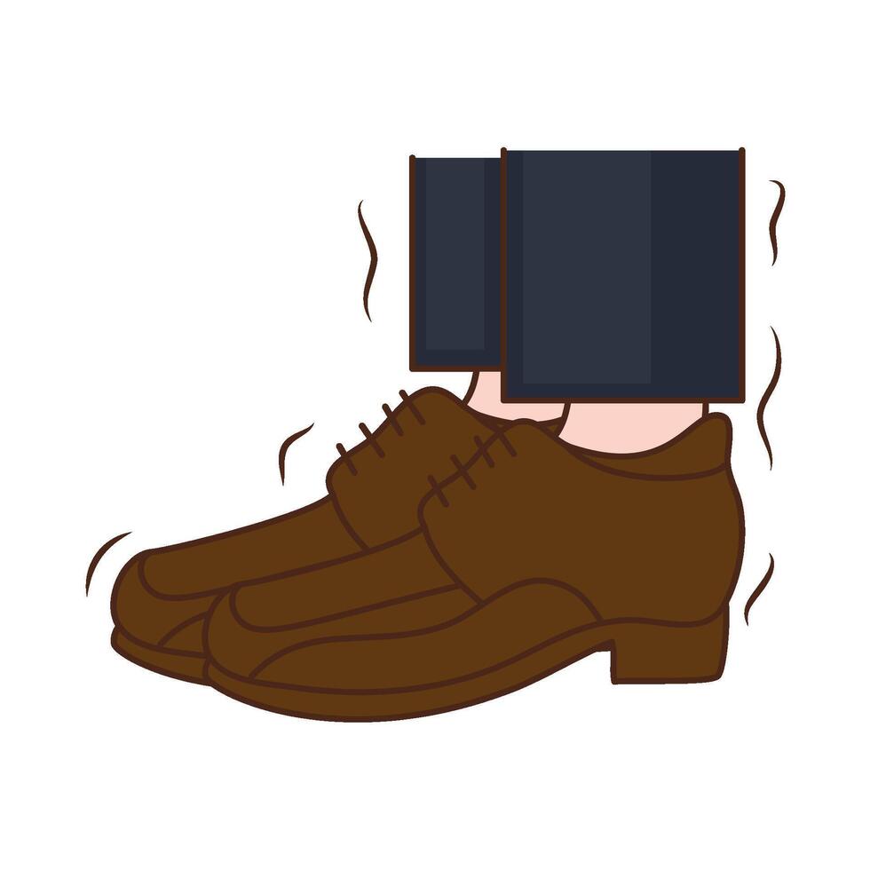 A cartoon illustration of a man's feet in a pair of brown shoes vector