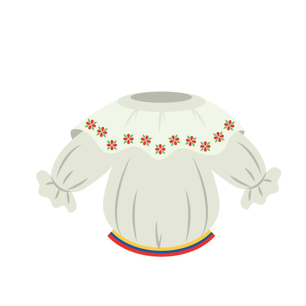 A white blouse with red and yellow flowers vector