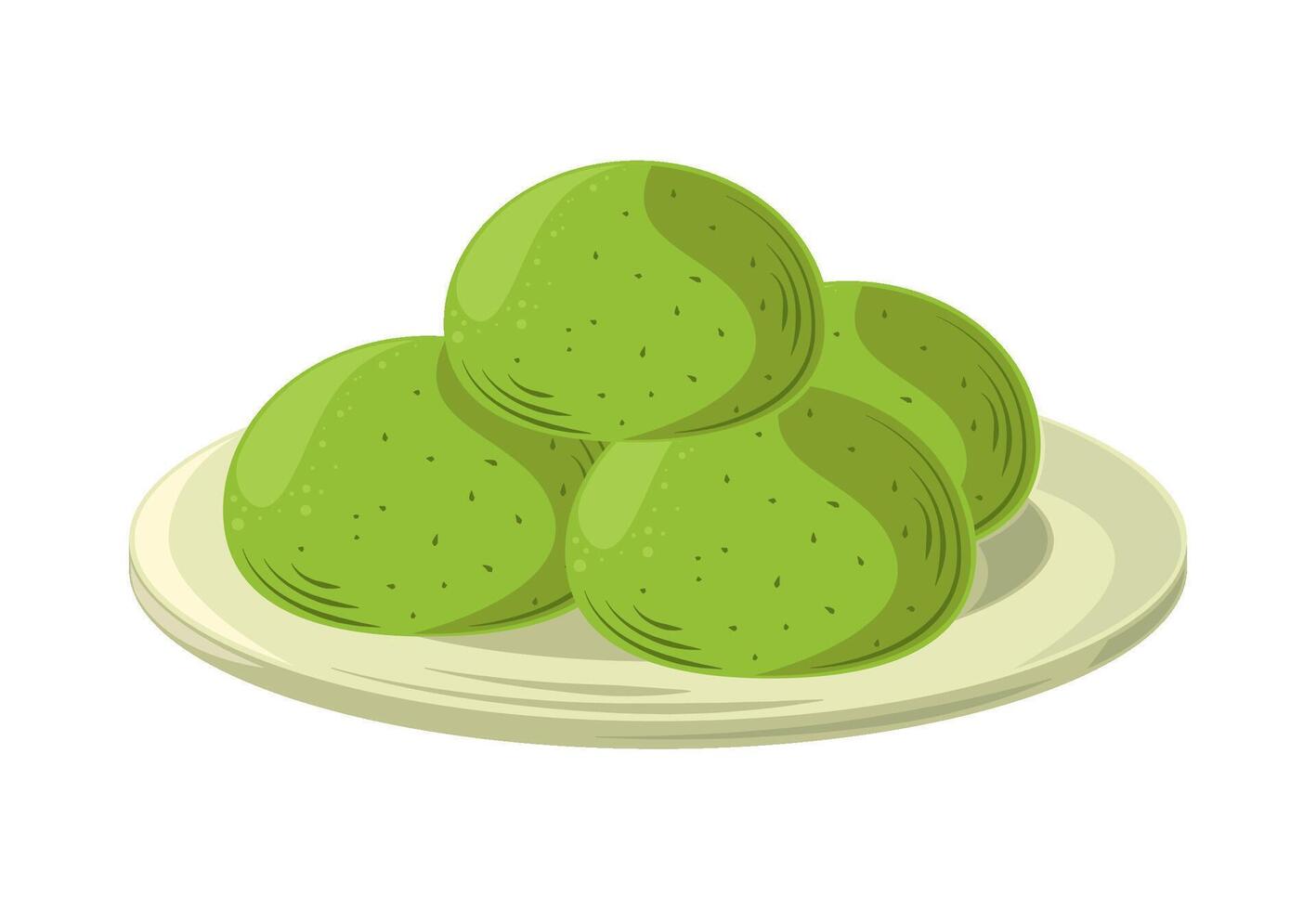 Green mangoes on a plate illustration vector