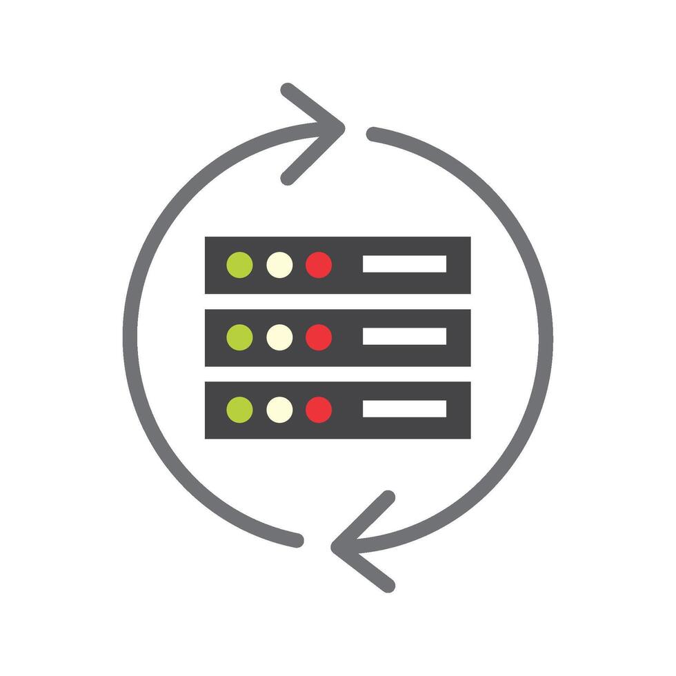 A server with a red arrow pointing to it vector