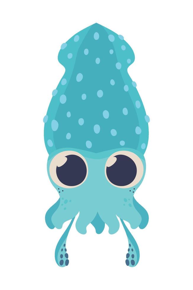 An octopus with big eyes and a blue hat vector