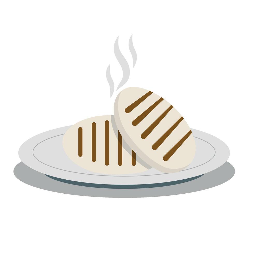 Burger on plate with steaming smoke illustration vector
