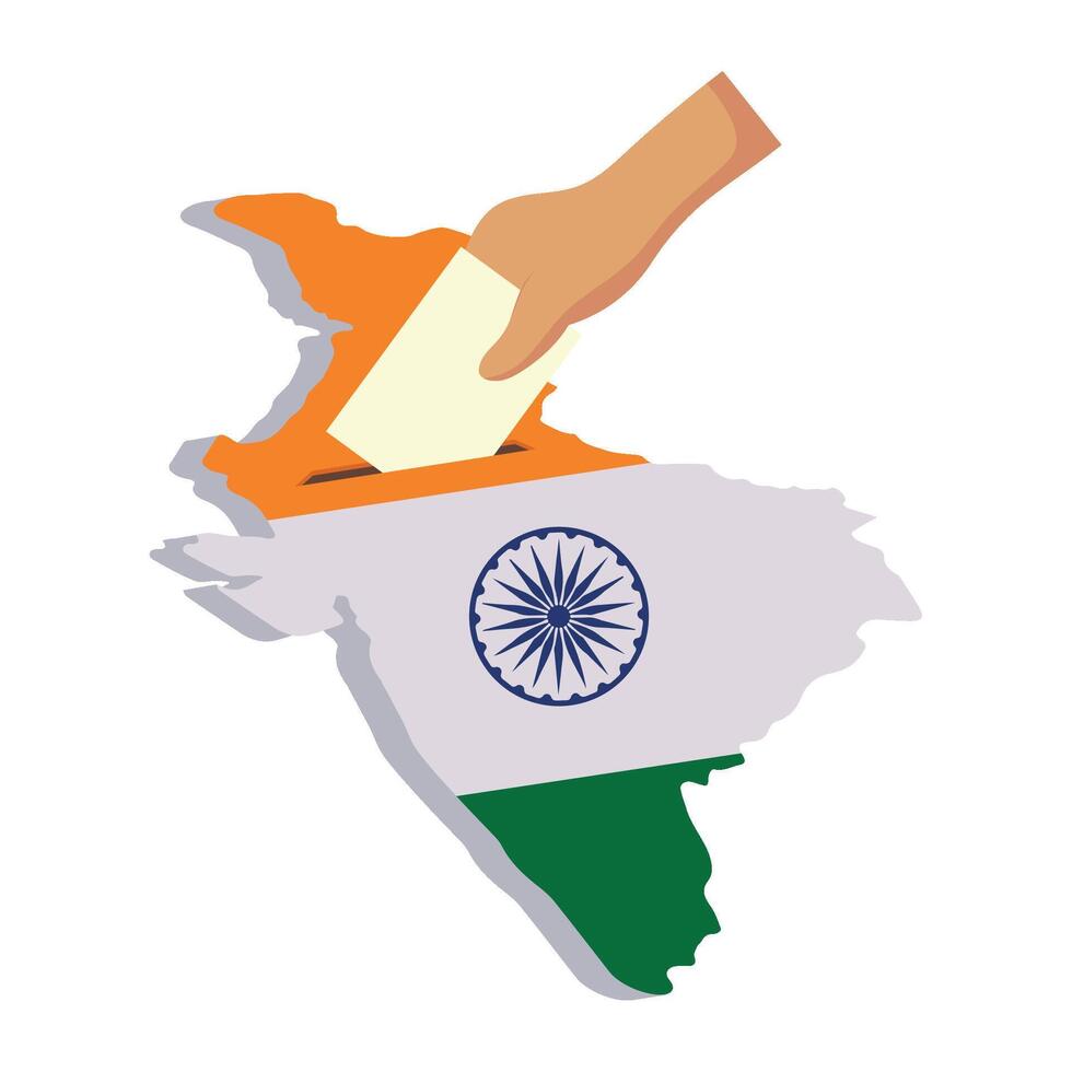 India map with hand voting for india flag illustration vector