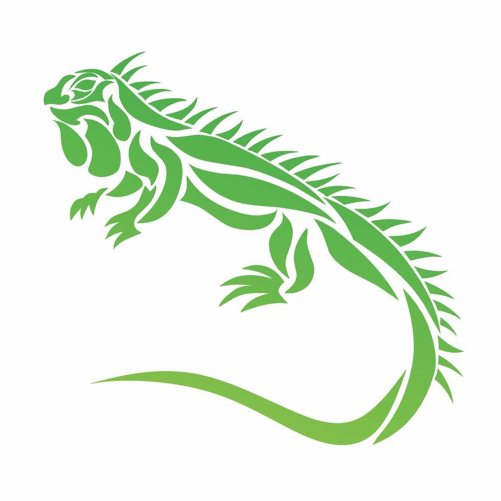 illustration graphic of tribal art abstract design green iguana vector