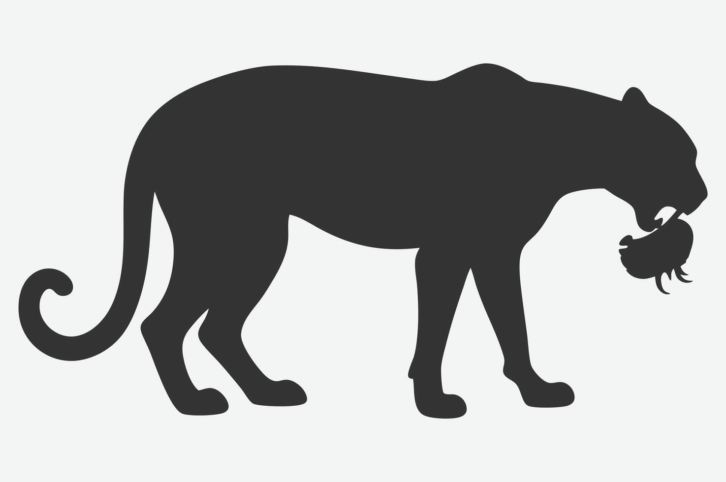 Majestic Cheetah Eating Silhouette Art vector